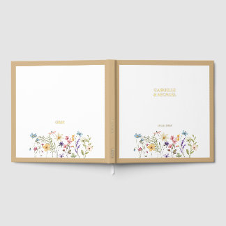Livre D'or Pastel Fleur sauvage Mariage beige frontière
