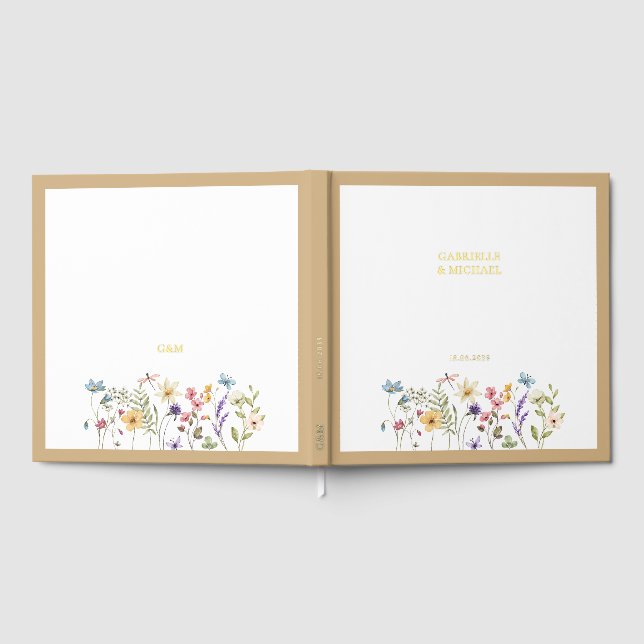 Livre D'or Pastel Fleur sauvage Mariage beige frontière (Complet)