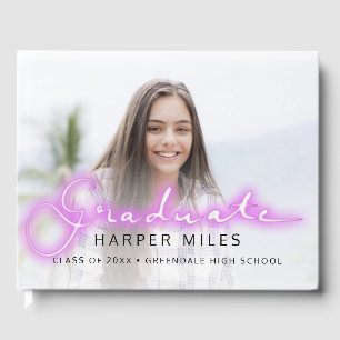 Livre D'or Pastel neon 80s script graduation photo