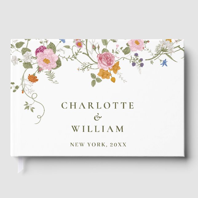 Livre D'or Pastel Pink Floral Fleur sauvage Mariage (Recto)