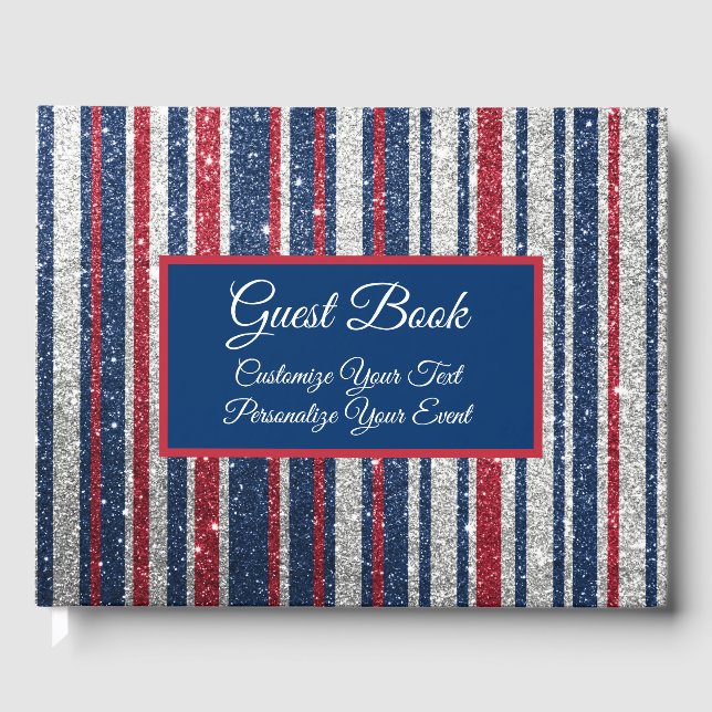 Livre D'or Patriotique rouge blanc Parties scintillant Motif  (Recto)