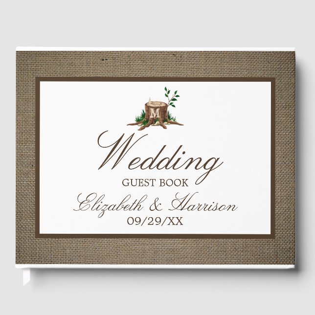 Livre D'or Pays Russe Burlap Monogram Mariage (Recto)