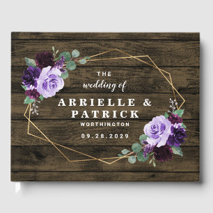 Livre D'or Pays Rustique Floral violet et Mariage or
