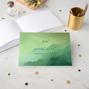 Livre D'or Paysage à l'aquarelle vert serein