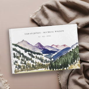 Livre D'or Paysage de mariage à l'aquarelle de la montagne en