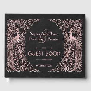 Livre D'or Peacocks rose Gold Art Déco Mariage noir