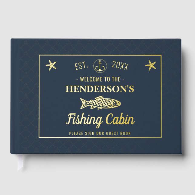 Livre D'or Pêche Cabine Ancres Poisson Custom Welcome Gold (Recto)