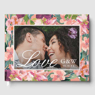 Livre D'or Pêcher la florale avec l'amour Script Mariage phot