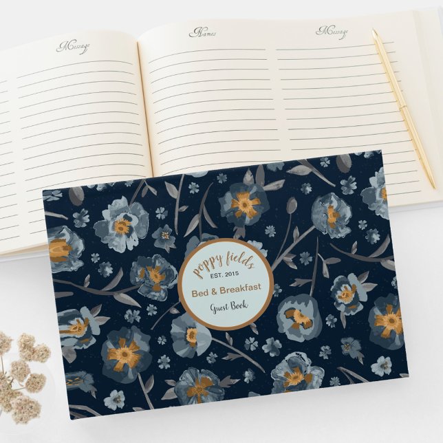 Livre D'or Pépies à motifs floraux (Poppies Floral Pattern Guest Book from Studio Posies.)