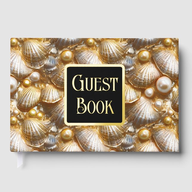 Livre D'or Perle de coquillage véritable feuille d'or plage m (Recto)