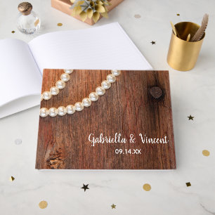 Livre D'or Perles rustiques et Mariage campagnard en bois de 