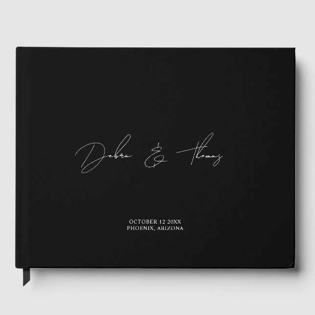 Livre D'or Personalized Wedding Modern Minimalist Black White (Recto)
