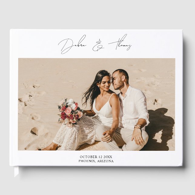 Livre D'or Personalized Wedding Modern Minimalist Photo (Recto)