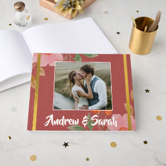 Livre d'or personnalisé avec photo de couple et fl