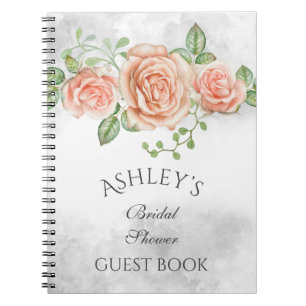 Livre d'or personnalisé floral rose poudré