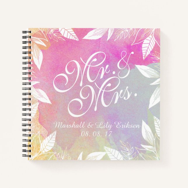Livre d'or personnalisé Mariage aquarelle (Devant)