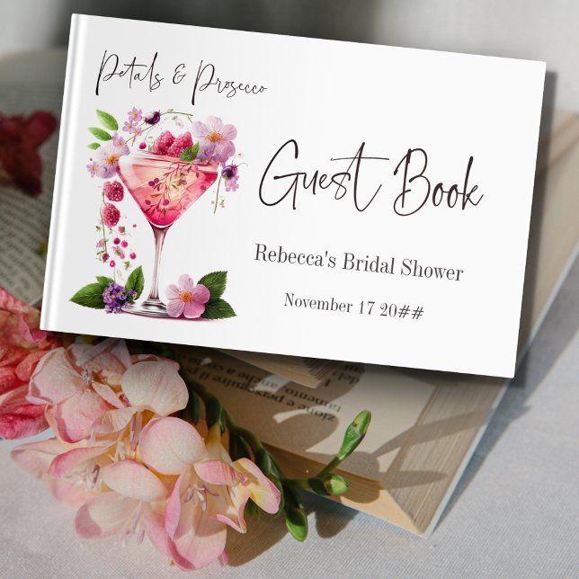 Livre D'or Pétales & Prosecco Rose Pâle Fête de Mariage Flora (Créateur téléchargé)