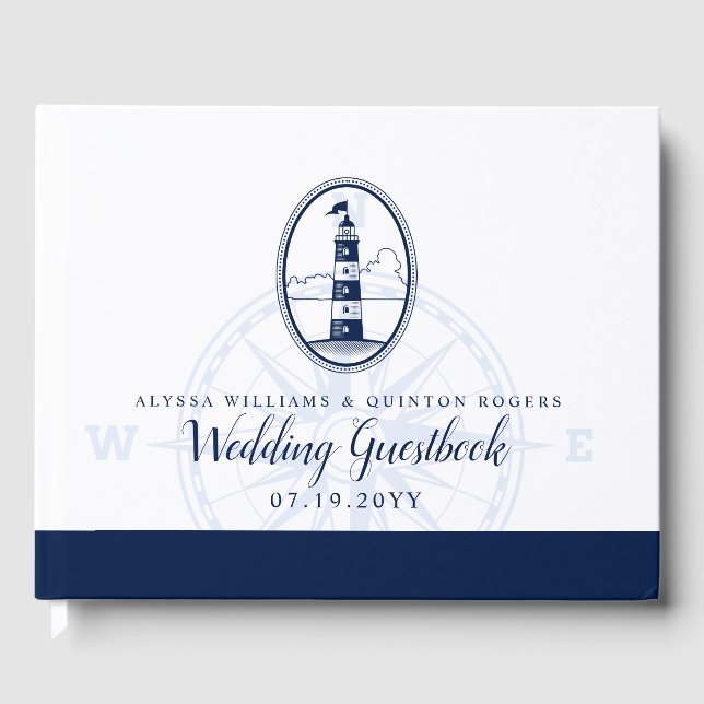 Livre D'or Phare de Beach | Mariage thématique nautique (Recto)