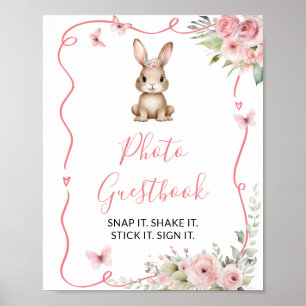 Livre d'or photo Baby Shower fille lapin mignon