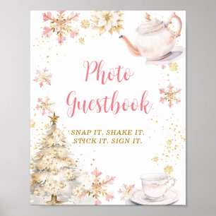 Livre d'or photo Baby Shower Pink Winter Tea Party