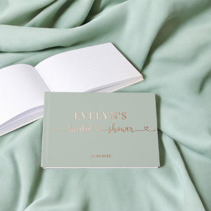 Livre D'or Photo cœur écriture Baby shower vert sauge mariée
