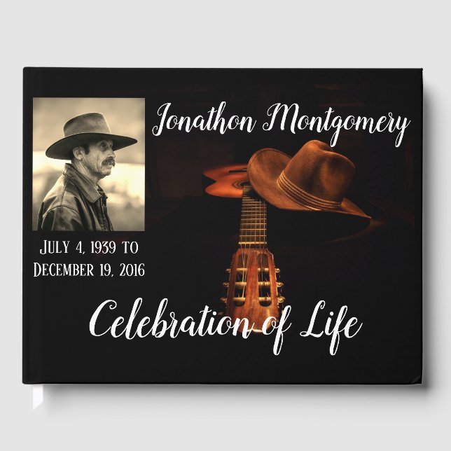 Livre D'or Photo, Cowboy Casquette et Guitare Célébration de  (Recto)