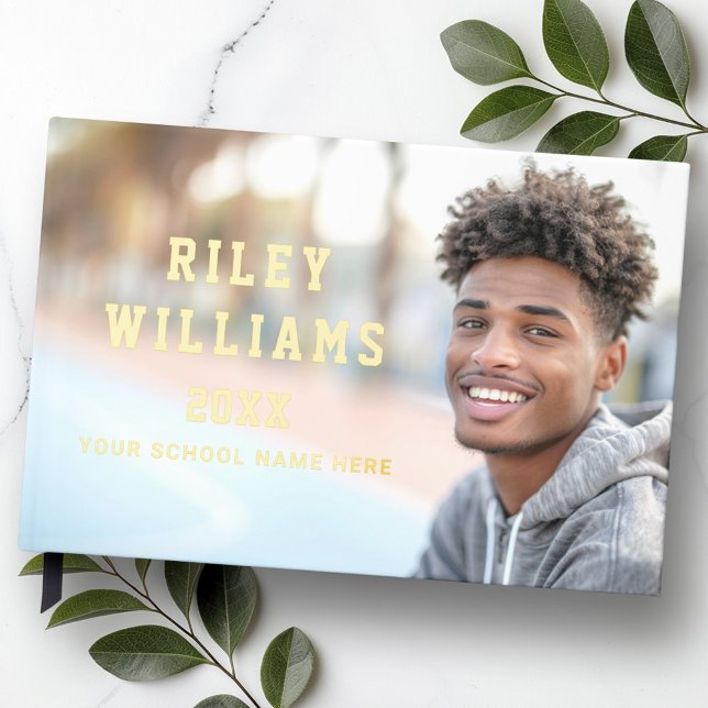 Livre D'or Photo de diplôme d'études supérieures bleu foncé (Photo student graduate graduation dark blue guest book)