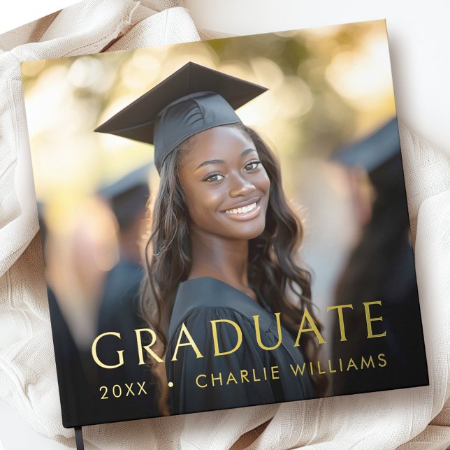 Livre D'or Photo de diplôme élégant nom du diplômé (Graduation photo elegant graduate name guest book)
