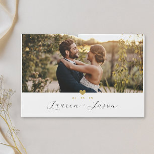Livre D'or Photo de mariage au cœur d'or moderne