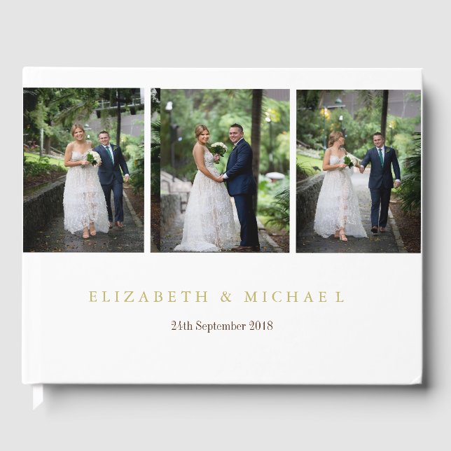 Livre D'or Photo Elegant Mariage moderne couleur or (Recto)