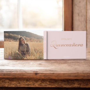 Livre D'or Photo Elegant rose Anniversaire Quinceanera