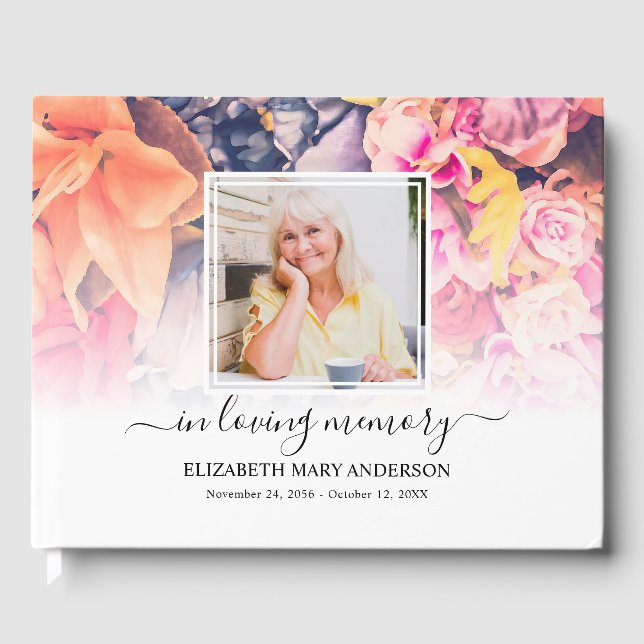 Livre D'or Photo florale brillante Sympathie Funéraire Aquare (Recto)