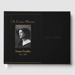 Livre D'or Photo Funeral Guest Book avec tuyauterie en or