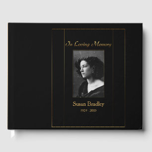 Livre D'or Photo Funeral Guest Book avec tuyauterie en or 2