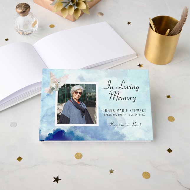 Livre D'or Photo Memorial ou Funeral Guest Book (Recto ouvert)