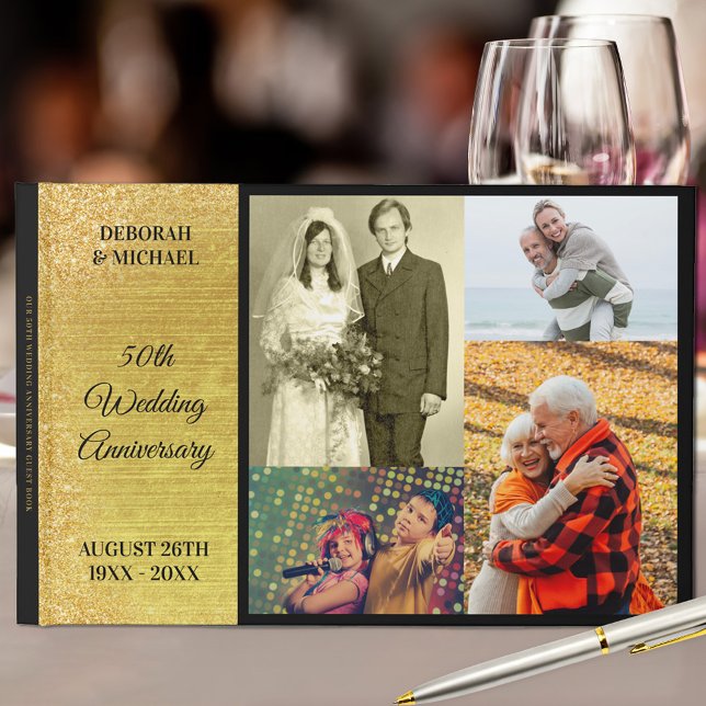 Livre D'or Photo personnalisée Or 50e anniversaire de mariage (Créateur téléchargé)