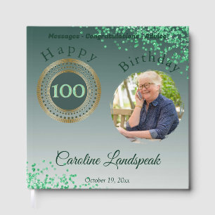 Livre D'or Photo personnalisée Parties scintillant verte, 100