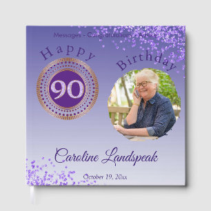 Livre D'or Photo personnalisée Parties scintillant violet, 90