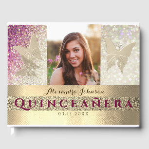 Livre D'or Photo Quinceanera Parties scintillant rose