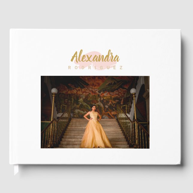 Livre D'or Photo Quinceanera rose et or (Recto)
