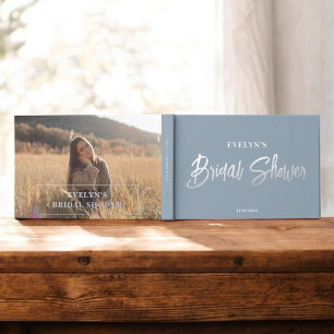 Livre D'or Pinceau de photo élégant bleu Baby Shower