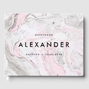 Livre D'or PInk et Grey Faux Marble Mariage moderne Photo