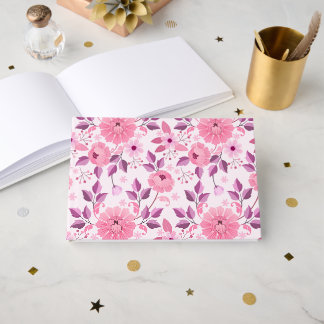 Livre D'or Pink Floral Pattern  with Elegant Blossoms