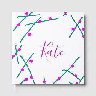 Livre D'or Pink green cherry tree name boho retro rustic bold