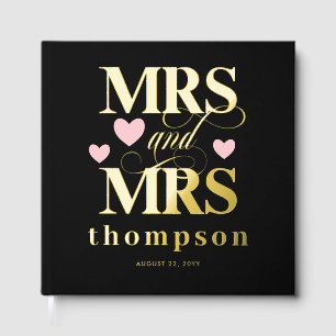 Livre D'or Pink Hearts Gold Mrs & Mrs Lesbian Mariage