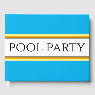 Livre D'or PISCINE PARTY Sky Blue White Yellow Racing Stripes