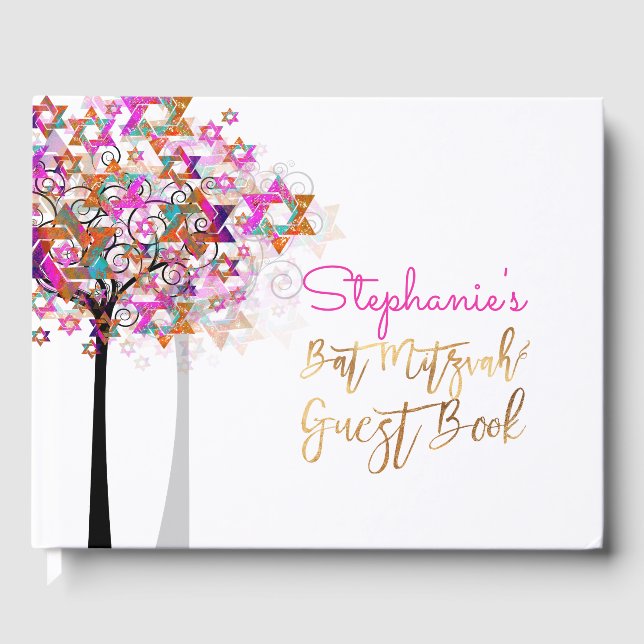 Livre D'or PixDezines Arbre de vie Bat mitzvah/rose (Recto)