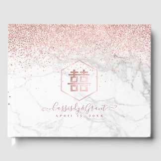 Livre D'or PixDezines Double Happiness Marbre Rose Gold