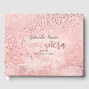 Livre D'or PixDezines FAUX ROSE GOLD CONFETTI+SNOW BOKEH
