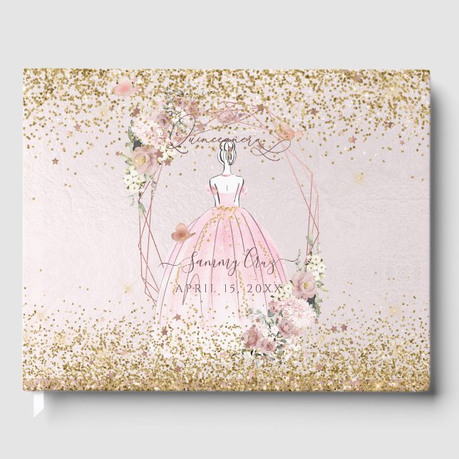 Livre D'or PixDezines Quinceanera Blush Pink Gold H2 (Recto)